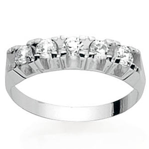 RHODIUM PLATED RING WITH ZIRCONIA