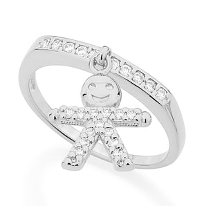 RHODIUM PLATED RING WITH ZIRCONIA