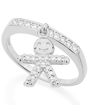 RHODIUM PLATED RING WITH ZIRCONIA