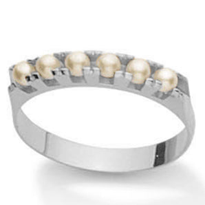 RHODIUM PLATED RING WITH PEARL