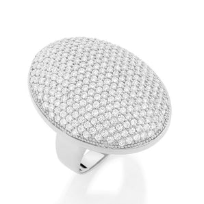RHODIUM PLATED RING WITH ZIRCONIA