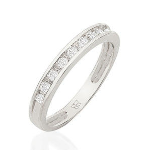 RHODIUM PLATED RING WITH ZIRCONIA