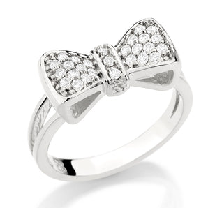 RHODIUM PLATED RING WITH ZIRCONIA