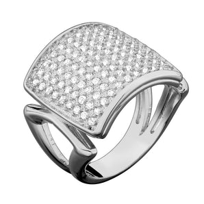 RHODIUM PLATED RING WITH ZIRCONIA