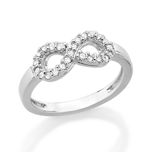 RHODIUM PLATED RING WITH ZIRCONIA