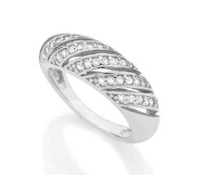 RHODIUM PLATED RING WITH ZIRCONIA