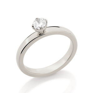 RHODIUM PLATED RING WITH ZIRCONIA