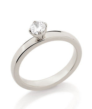 RHODIUM PLATED RING WITH ZIRCONIA