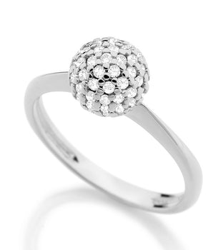 RHODIUM PLATED RING WITH ZIRCONIA