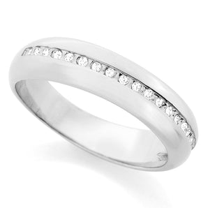 RHODIUM PLATED RING WITH ZIRCONIA