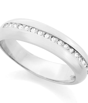 RHODIUM PLATED RING WITH ZIRCONIA