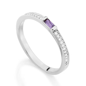 RHODIUM PLATED RING WITH CRYSTAL AND ZIRCONIA