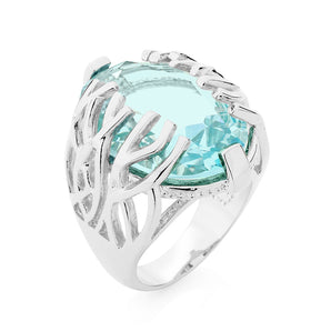 RHODIUM PLATED RING WITH CRYSTAL