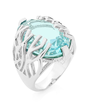 RHODIUM PLATED RING WITH CRYSTAL