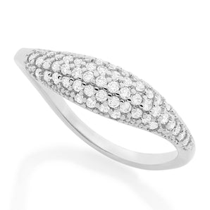 RHODIUM PLATED RING WITH ZIRCONIA