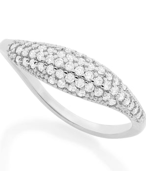 RHODIUM PLATED RING WITH ZIRCONIA