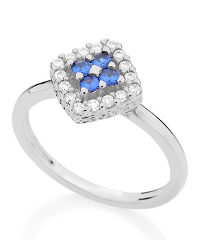 RHODIUM PLATED RING WITH ZIRCONIA