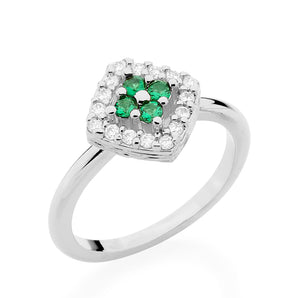 RHODIUM PLATED RING WITH ZIRCONIA