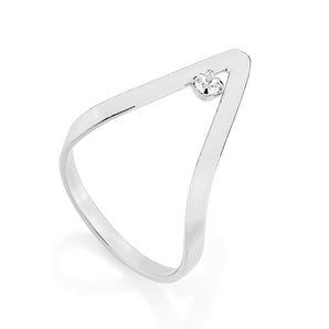 RHODIUM PLATED RING WITH CRYSTAL