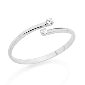 RHODIUM PLATED RING WITH CRYSTAL