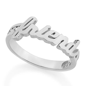 RHODIUM PLATED RING WITH ZIRCONIA