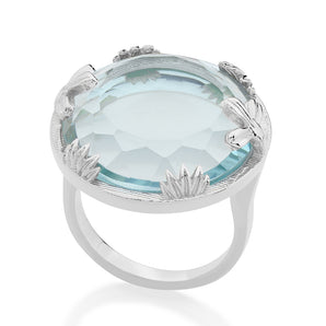 RHODIUM PLATED RING WITH CRYSTAL