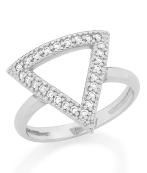 RHODIUM PLATED RING WITH ZIRCONIA