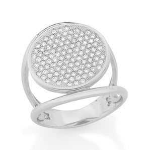 RHODIUM PLATED RING WITH ZIRCONIA