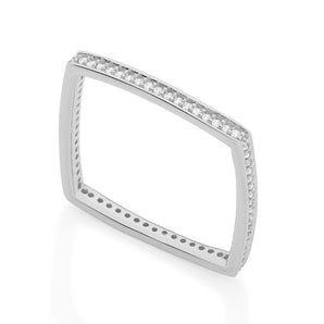 RHODIUM PLATED RING WITH ZIRCONIA