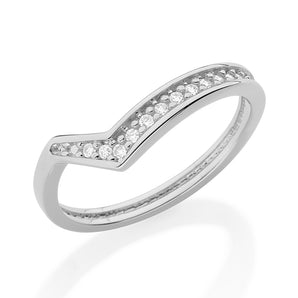 RHODIUM PLATED RING WITH ZIRCONIA
