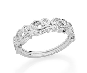 RHODIUM PLATED RING WITH ZIRCONIA