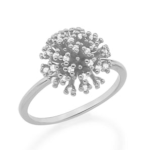 RHODIUM PLATED RING WITH ZIRCONIA