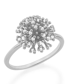 RHODIUM PLATED RING WITH ZIRCONIA