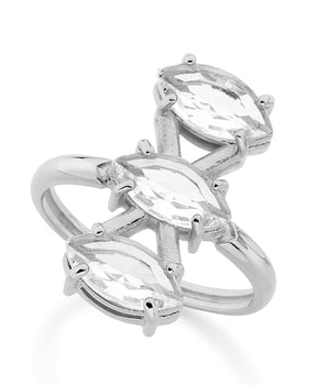 RHODIUM PLATED RING WITH CRYSTAL