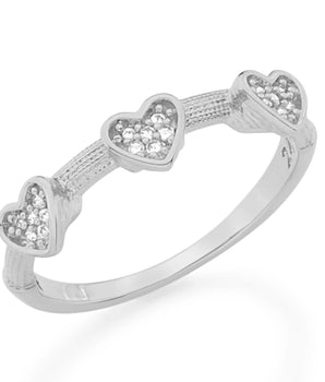 RHODIUM PLATED RING WITH ZIRCONIA