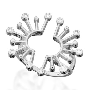 RHODIUM PLATED RING WITH ZIRCONIA