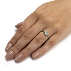 RHODIUM PLATED RING WITH CRYSTAL