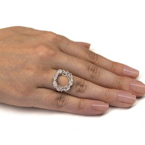 RHODIUM PLATED RING WITH ZIRCONIA