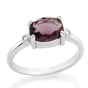 RHODIUM PLATED RING WITH CRYSTAL AND ZIRCONIA