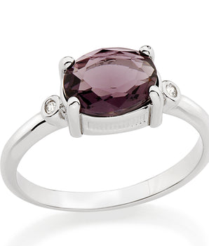 RHODIUM PLATED RING WITH CRYSTAL AND ZIRCONIA