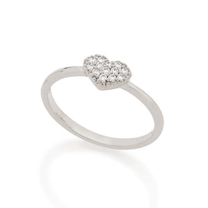 RHODIUM PLATED RING WITH ZIRCONIA