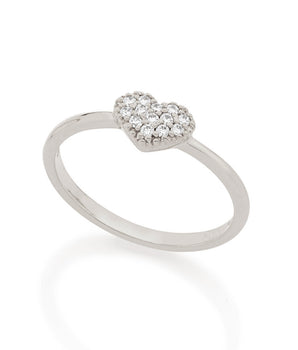 RHODIUM PLATED RING WITH ZIRCONIA