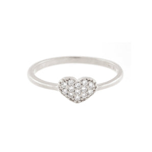 RHODIUM PLATED RING WITH ZIRCONIA