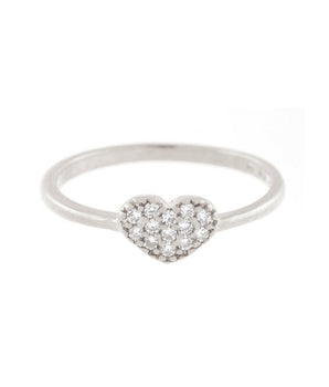 RHODIUM PLATED RING WITH ZIRCONIA