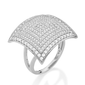 RHODIUM PLATED RING WITH ZIRCONIA