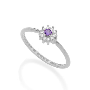 RHODIUM PLATED RING WITH ZIRCONIA