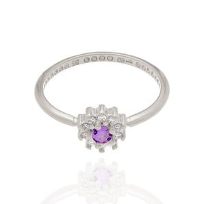 RHODIUM PLATED RING WITH ZIRCONIA