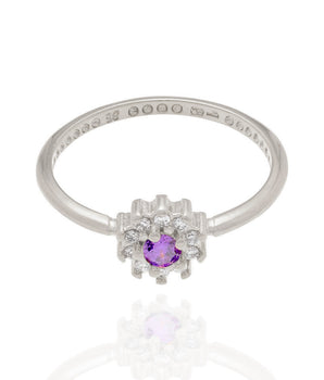 RHODIUM PLATED RING WITH ZIRCONIA