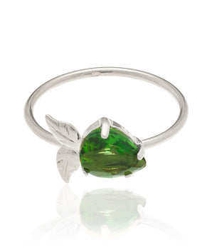 RHODIUM PLATED RING WITH CRISTAL