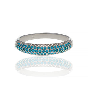 RHODIUM PLATED RING WITH ZIRCONIA
